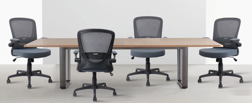 CLATINA Desk Chairs with Wheels, Flip Up Arms Ergonomic Mesh Back Office Chair with Lumbar Support, Adjustable Height Swivel Rolling Computer Task Chairs for School Conference Room Home Study, Grey