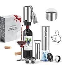 CIRCLE JOY Rechargeable Wine Opener Electric Wine Bottle Opener 7-in-1 Wine Gift Set with Electric Vacuum Pump, Charging Station, Foil Cutter, Wine Aerator Pourer and 2 Wine Stoppers