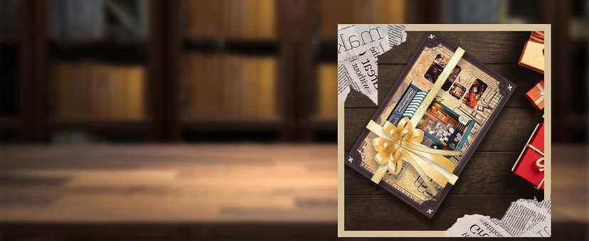 DIY Book Nook Kit with Music Box, Wooden 3D Puzzle Dollhouse with LED, Miniature House Kit Bookends for Adult and Teen, Bookshelf Decor, Creative Gift for Friends and Family. Soul Bookstore