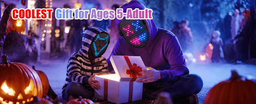 Gift for Halloween Costume Mask Birthday Christmas Cosplay, Rechargeable, 50 Glowing Patterns, Cool Toys For Kids Adults JDBMAOYE LED Light Up Mask with Gesture Sensing,Perfect Gifts for Teen Boys B0D9LZXPZ1