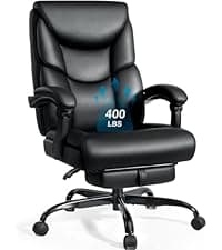 450LBS Big and Tall Executive Office Chair with Flip up Arm, Heavy Duty PU Leather Computer Desk Chair,Comfortable High Back Swivel Home Office Chair with Rolling for Adults,Spring Cushion,Metal Base
