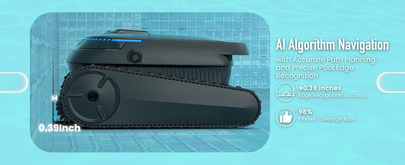 (2026 Upgraded) Robotic Pool Cleaner, Cordless Pool Vacuum for Inground & Above Ground Pools, 120-Min Battery Life, 5000 GPH Suction, Cleans Floor/Wall/Waterline, for Up to 1800 Sq.Ft Pool,Deep Black.