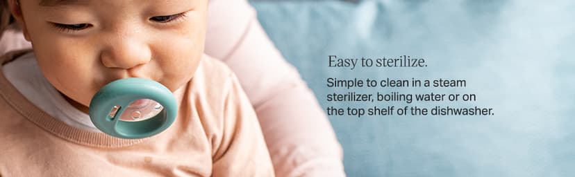 Tommee Tippee Breast-Like Pacifier, 0-6 Months, Symmetrical Design, Natural Breast-Like Baglet, BPA-Free Binkies, Rose/Green/Cream, Pack of 4