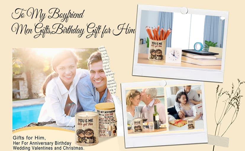 Lavender Candle - Personalized Gift for Boyfriend, Best for Birthday, Anniversary, Valentine's Day, Relaxing Stress Relief, 50 Hours Burn Time