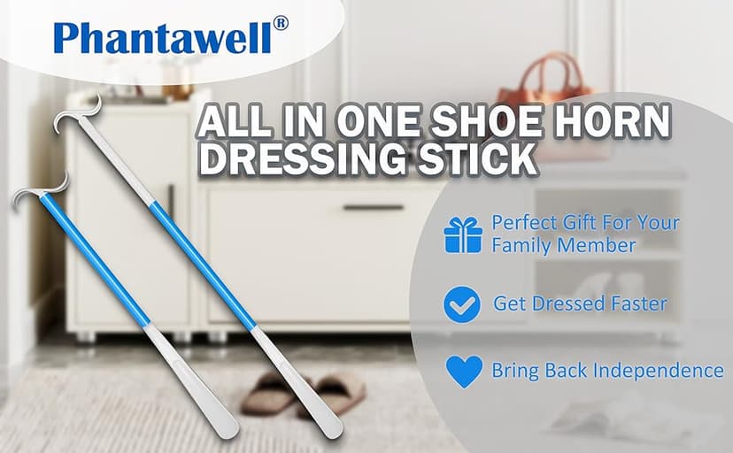 35.5 Inch Long Handled Shoe Horn, Dressing Stick, Sock Remover Aid Helper - Versatile, Adjustable Dressing Aid for Shoes, Socks, Shirts, Pants - Long Shoe Horn, Shoe Horn Long Handle for Seniors