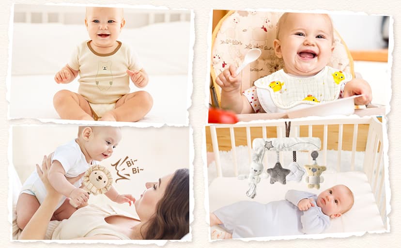 Golray 9pcs Newborn Baby Gift Baskets for Boys Girls Baby Shower, 2 Rattle/Seat Hang Toy/Blanket/Bodysuit/Bib/ 3D Socks/Wood Milestone/Carry Box, Neutral New Born Essential Stuff Unisex Baby Gifts Boy B0DL9ZDMC1