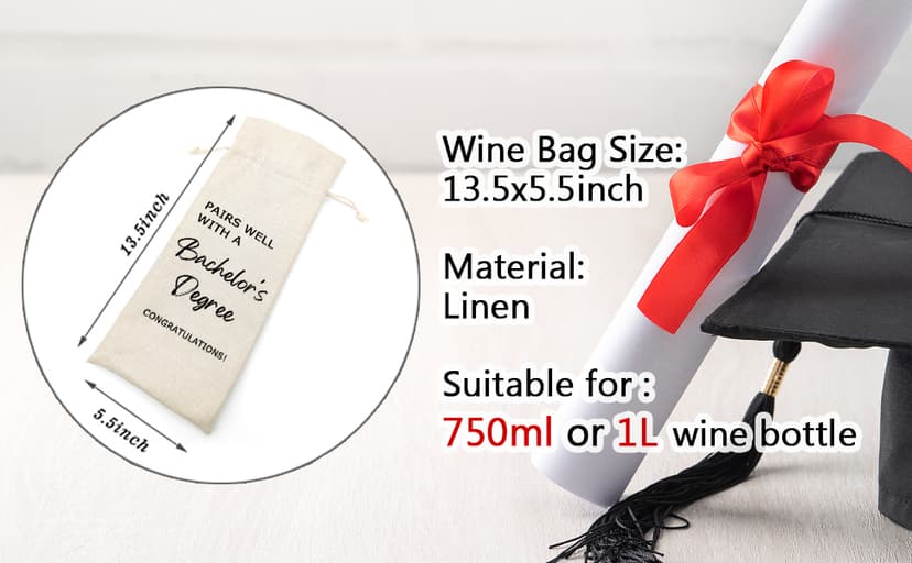 Graduation One Degree Hotter,Funny Cute Wine Bag Gift,College Graduation Gift for Him Her Grad Masters Congrats Cap-Linen Drawstring Wine Bags(5SW113) B0BPC5W9VV