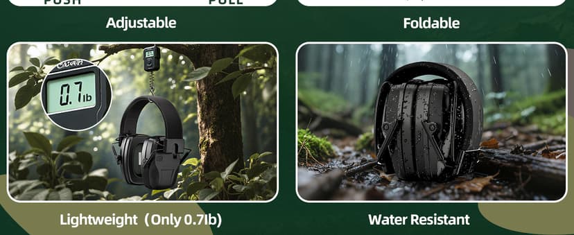 Rechargeable Shooting Protection Earmuffs with 4X Sound Amplification, Automatic Noise Cancelling Headphones Electronic Ear Muffs Music Volume Adjustable Folding for Hunting Racing Mowing