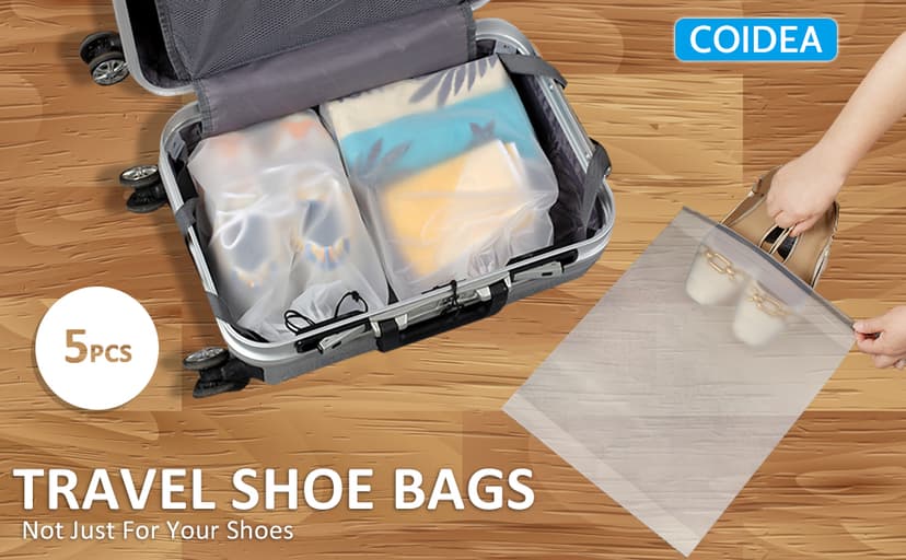 15.7" x 11.8" Waterproof Dustproof Portable Travel Shoe Storage Bag for Men and Women Clear Shoe Bags for Travel 5 PCS, Drawstring Travel Shoe Bags for Packing B0C6X2VP9R
