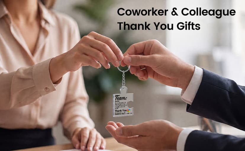 Gift Set for Employee, Staff, Teachers, Teamwork Puzzle Piece Keyring, Acrylic Team Appreciation Gifts Bulk Thank You Keychains for Coworkers B0FD9YB7K3