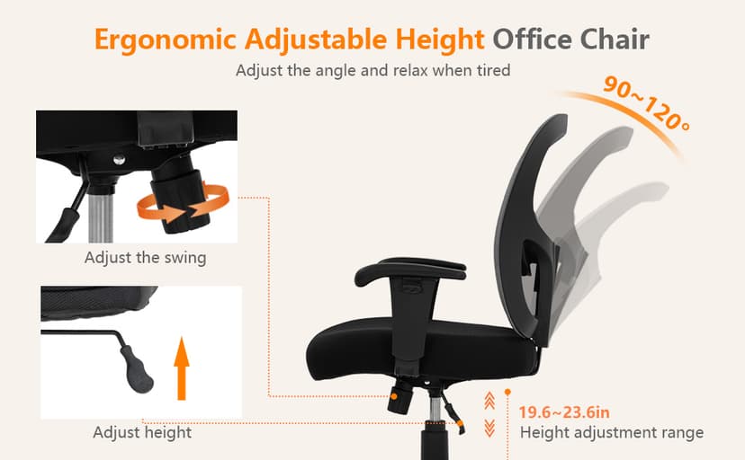 BestOffice Big and Tall Office Chair 500lbs Desk Chair Mesh Computer Chair with Lumbar Support Wide Seat High Back