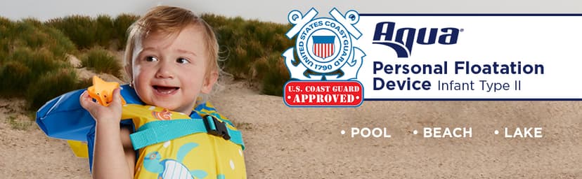 Aqua Oceans 7 Life Jacket for Kids - US Coast Guard Approved Life Vest for Infant, Child & Youth Boys and Girls, Open-Side PFD for Boating, Swimming & Water Sports