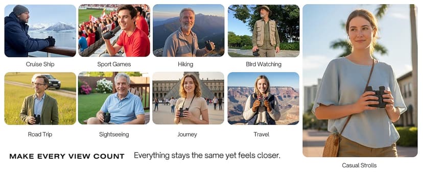 Hontry Binoculars for Adults and Kids, 10x25 Compact Binoculars for Bird Watching, Theater and Concerts, Hunting and Sport Games