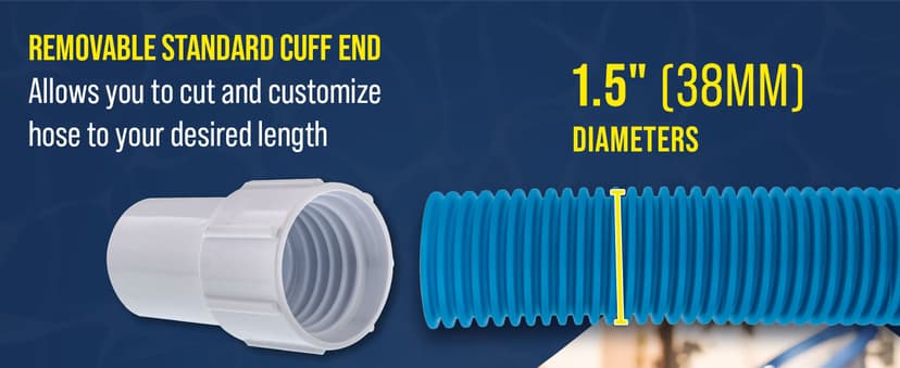U.S. Pool Supply 1-1/2" x 25 Foot Professional Above Ground Swimming Pool Vacuum Hose with Swivel Cuff - Removable Cuff, Cut to Fit - Compatible with Filter Pumps, Filtration Systems, Chlorinators