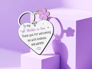 HAPPYPOP Gifts for Mother in Law - Mothers Day Socks Keychain with Greeting Card, Mom in Law Birthday Gifts Christmas Stocking Stuffers