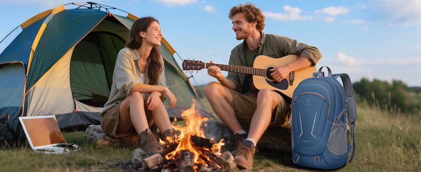 MIYCOO Backpack - Ultra Lightweight Packable Backpack for Travel Camping, 45L Hiking Back Pack Waterproof Foldable Daypack for Men Women Blue