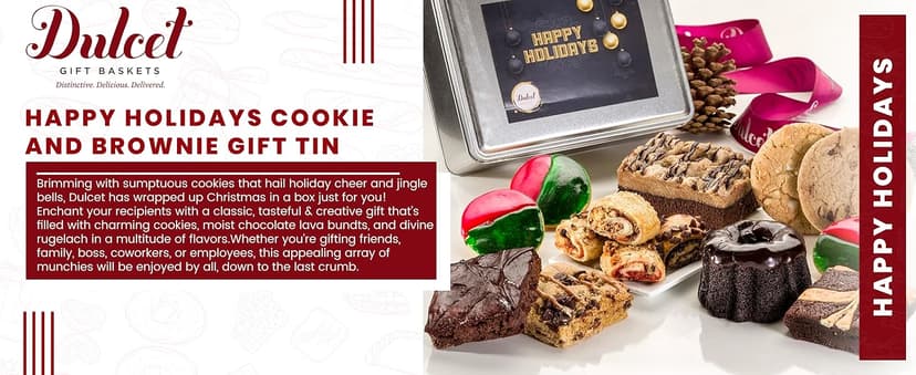 Dulcet Gift Basket – Premium Freshly Gourmet Baked Goods – Gift Basket for All Types of Special Occassions - Assorted Variety of Tastes with Delicious Brownies, Crumb Cakes Rugelah, and Muffins.