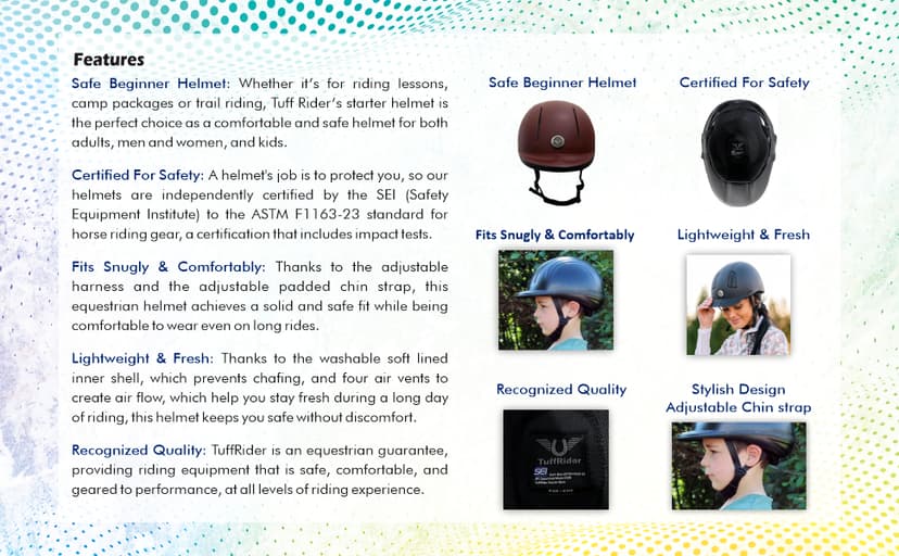 TuffRider Starter Basic Horse Riding Helmet | Comfortable Protective Equestrian Head Gear - SEI Certified