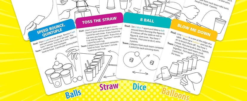 Funwares Minute of Fun Game - Minute to Win It Games for Kids, Adults, Teens, Families, Game Night, Gift for Home, Birthdays, or Travel. 2-12 Players! Original - 237 Challenges