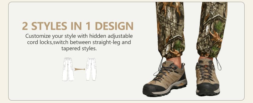 GINGTTO Men's Hunting Pants Camo Cargo Tactical Pants Lightweight Insulated Clothes Brush