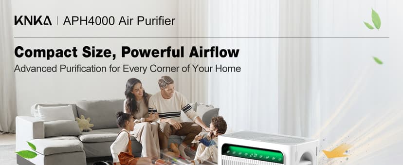 KNKA Air Purifier for Home Bedroom Large Room Up to 3,500 Ft², HEPA Air Cleaner with Washable Pre-Filter, AHAM VERIFIDE, AQI Display, ECO Mode, Pet Mode for Pets, Allergies, Dust, Pollen, APH4000