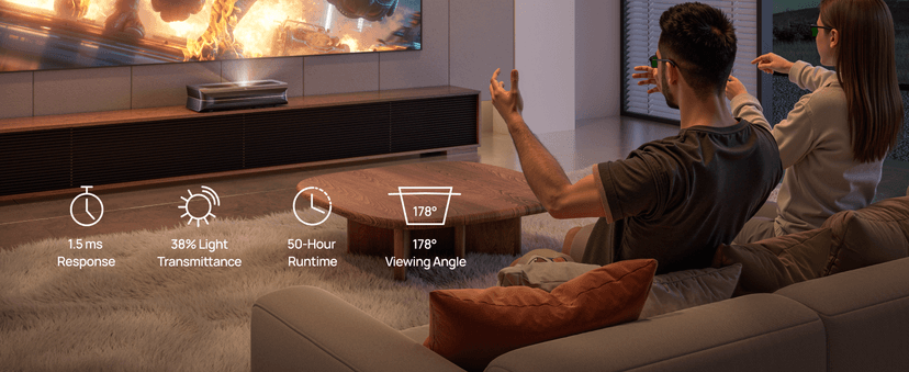 AWOL VISION DLP Link 3D Glasses, Rechargeable Active Shutter Eyewear Compatible with AWOL VISION LTV-3000 Pro and LTV-3500 Pro, Vanish TV & Other DLP-Link 3D projectors (2 Packs)