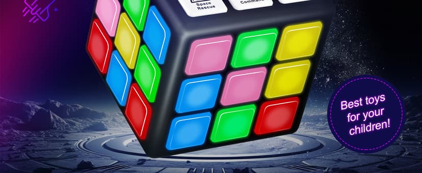 Rechargeable Game Handheld Cube - 15 Fun Brain & Memory Game with Score Screen - Christmas Easter Birthday Gifts for Boys Girls Ages 6-12+ Years Old - Toy Gift Idea for Kids Teens (Black)