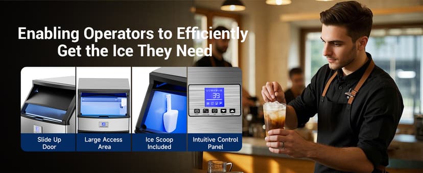 Commercial Ice Maker, 450LBS/24H Ice Machine Commercial with 120 LBS Storage, Ice Ready in 8-15 min, Under Counter Ice Machine, Commercial Ice Machine Maker for Restaurant/Bar/Cafe/Business