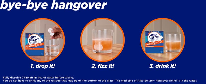 Alka-Seltzer Hangover Relief Tablets, Fast Relief Starts in About 15 Minutes for Headaches, Body Aches & Mental Fatigue, Bachelorette Party & Bachelor Party, Dispenser Pack, 120 Count