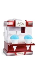 Nostalgia Snow Cone Shaved Ice Machine - Retro Table-Top Slushie Machine Makes 20 Icy Treats - Includes 2 Reusable Plastic Cups & Ice Scoop - Retro Red