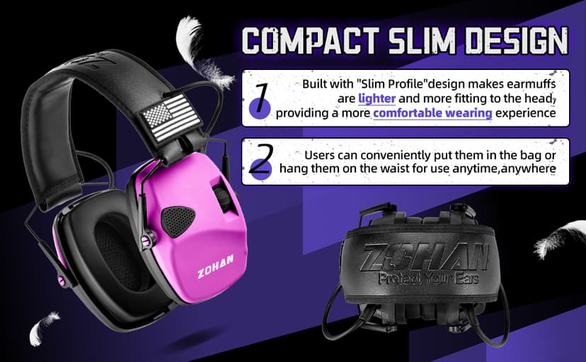 ZOHAN Electronic Shooting Earmuffs, Hearing Protection Shooters, NRR 23dB Noise Reduction Gun Range Ear Protection Headphones