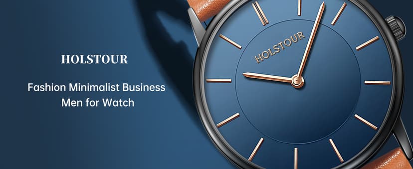 HOLSTOUR Watches for Mens Minimalist Fashion Business Wrist Watch Analog with Leather Strap