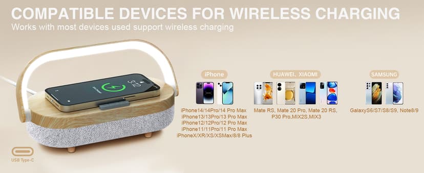 Nightstand Lamp with Wireless Charger,4 in 1 Touch Bedside Lamp Bluetooth Speaker,Portable Dimmable LED Night Light,Corporate Gifts Premium for Employees Clients,Birthday Gifts Women Wife Friend B0FJ1H1KCY