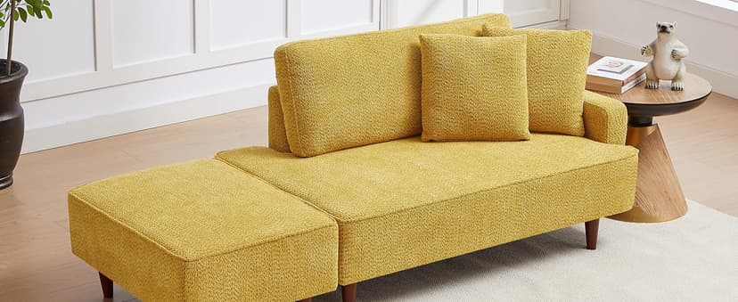 Upholstered Chaise Lounge Chair Indoor with Ottoman Boucle Chaise Lounge Fluffy Reading Chairs for Office Living Room Bedroom Relaxing (Boucle Biege)