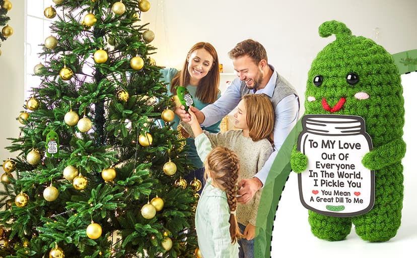 I Love You Gifts for Her, Him, Wife, Husband, Couple, Romantic Gifts for Boyfriend Girlfriend, Anniversary Perfect Gifts for Women Men, Handmade Crochet Pickle