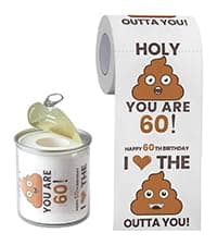 60th Birthday Gifts for Women, Men, Her, Him - Happy Prank Toilet Paper - 60th Birthday Decorations, Party Supplies Favors - 60 Years Old Funny Gag Gift Ideas, Novelty Bday Present for Friends, Family