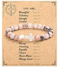 Christian Mothers-Day Gifts for Women, First Communion Confirmation Graduation Gifts Religious Cross Bracelet for Mom/Daughter/Friend/Sister/Grandma/Granddaughter/Godmother/Her, Inspirational Birthday Faith Based Jesus Jewelry