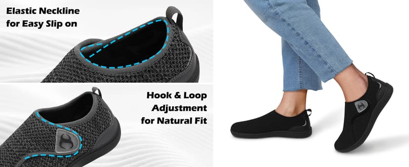 Scurtain Womens Walking Shoes Comfortable Wide Diabetic Shoes Adjustable Zero Drop Edema Shoe Breathable Neuropathy Nursing Shoes Casual Wide Width Sneakers