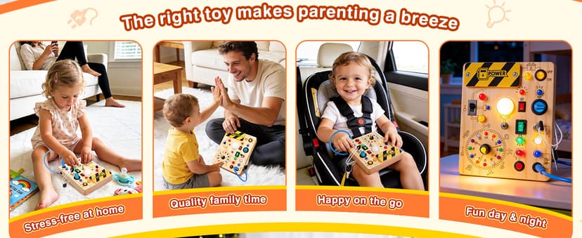 Grarain Busy Board for Toddlers - Montessori Educational Toy for 1-3 Year Old Boys & Girls | Travel-Friendly Sensory Learning Activity | Ideal for Kids with Autism(Busy Board v2) B0D2ZD6J2W