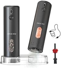 CIRCLE JOY Gravity Electric Salt and Pepper Grinder Set Automatic Salt and Pepper Grinder Set with LED Light, Battery Operated, Adjustable Coarseness, Large Capacity, for Home Kitchen BBQ, Black B0DFY5TNFX