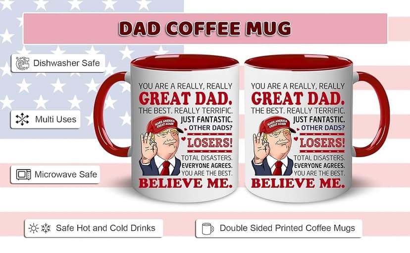 BECHUSKY Dad Gifts - Happy Birthday Dads - Best Dad Ever Cup - Dads Coffee Mug from Daughter, Son, Child - Fathers Day, Christmas, Birthday Gifts for Fathers, Papa, Daddy - Father Present Ideas