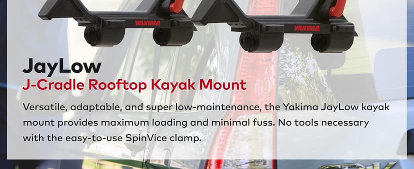 Yakima JayLow J-Cradle Rooftop Kayak Mount for 1 or 2 Kayaks – Car Roof Rack Carrier for Round, Square, Factory or Aerodynamic Crossbars, Holds 1 Boat Up to 80 Pounds or 2 Boats Up to 110 Pounds Total