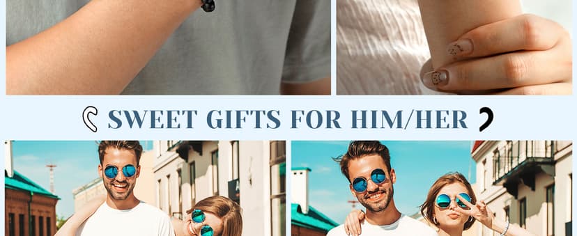 UNGENT THEM Matching Couple Ring Bracelets for Boyfriend Girlfriend Husband Wife Valentines Anniversary Birthday Engagement Gifts