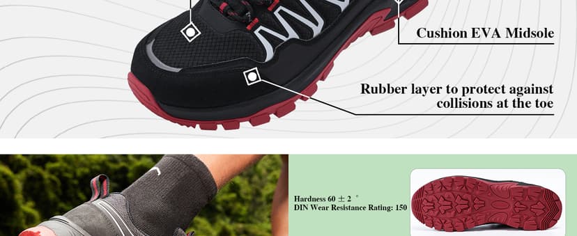 Queday Waterproof Hiking Shoes Mens Lightweight Walking Shoes Daily Hike Trekking Trail Outdoor Camping Climbing