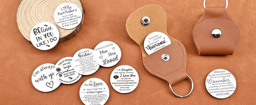 Double Sided Engraved Message Keychain ,Great Little Gifts OUMILAN Pocket Hug Token Inspirational Keychain for Men Women B0CKRFXF14