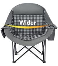 Oversized Camping Chairs for Adults - Heavy Duty Padded Outdoor Folding Lawn XL Camp Chair with Cup Holder Cooler Pockets for Outside Sports Beach Fishing Garden Portable Supports 500lbs, Black