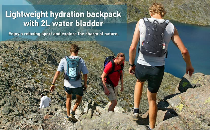 Lightweight Hydration Backpack, Running Backpack with 2L Water Bladder, Hydro Water Daypack for Cycling Hiking Rave for Men Women