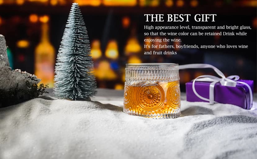 Whiskey Glass, 9 Oz No-lead Crystal Rotating Japanese Whisky Tumbler, gift box for Scotch,Bourbon,Vodka,whiskey etc, for Parties, Bars, Restaurants and Families etc