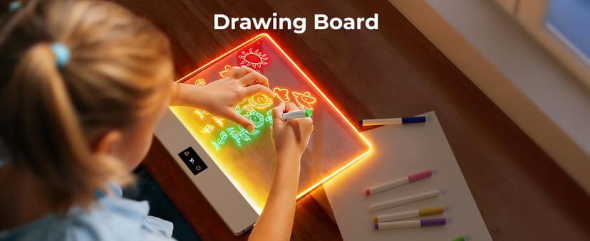 Bylitodt Neon Light Up Drawing Tablet with 10 Tracing Sheets, Arts and Crafts for Kids, Girls Birthday Gifts Idea(White) 16 Inch LED Drawing Board for Kids Rechargeable, LED Note Board with Colors B0GCN75SFT
