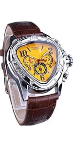 FORSINING Vintage Watch for Men Engraved Automatic Self-Wind Mechanical Big Dial Luminous Moon Phase Golden Hollow Tattoo Pattern Wrist Watches, Mechanical